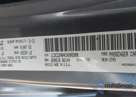 2012 Dodge Avenger Se z USA, uszkodzony, nr VIN 1C3CDZAB4CN206908